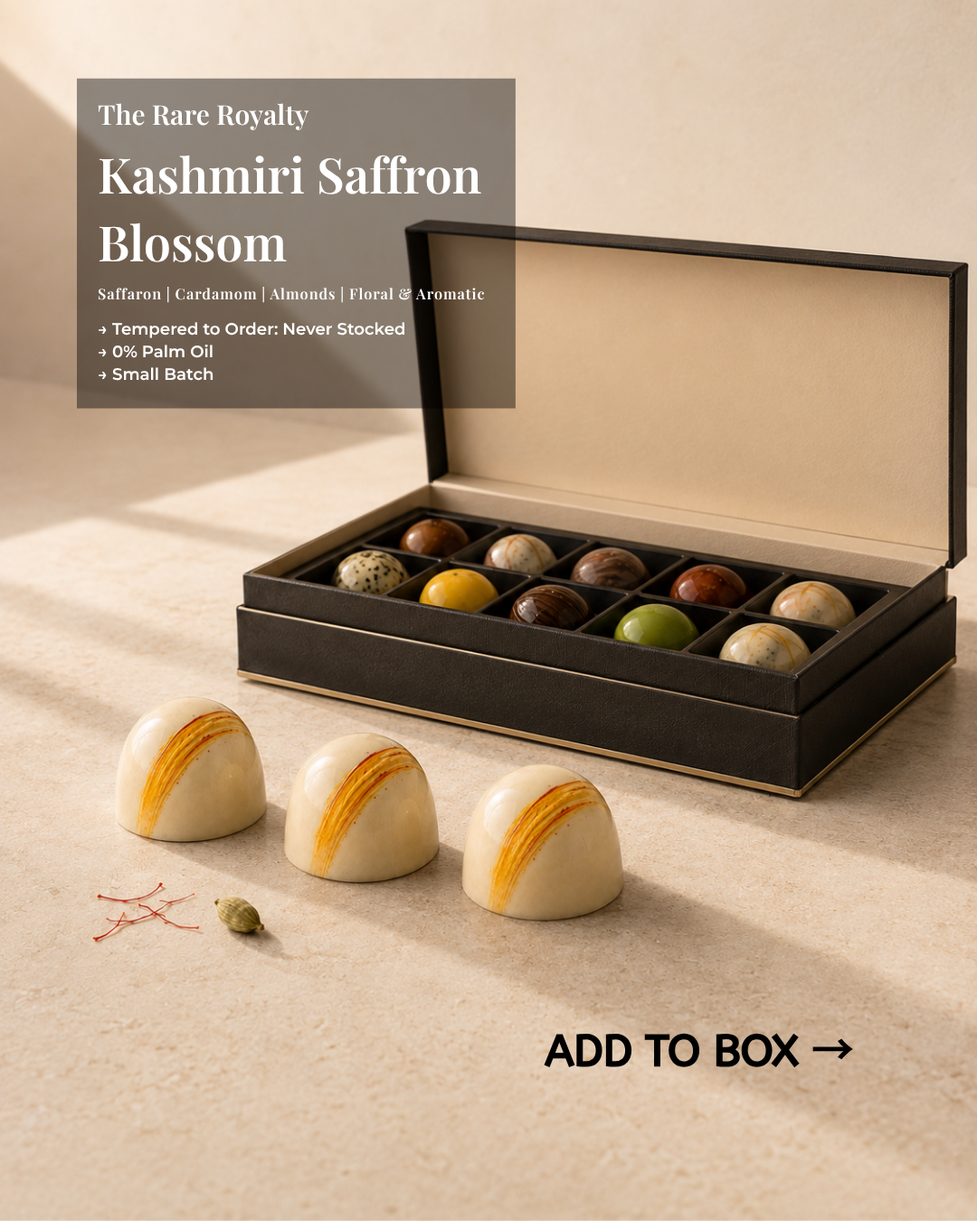 Kashmiri Saffron Blossom Bonbon | Handmade White Chocolate Truffle