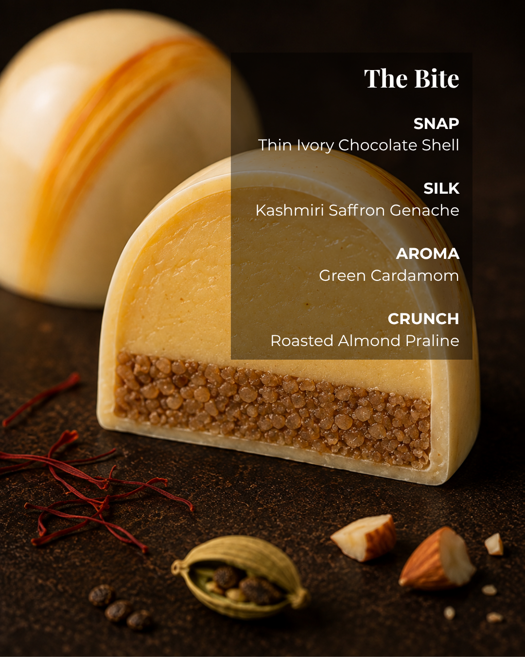 Kashmiri Saffron Blossom Bonbon | Handmade White Chocolate Truffle