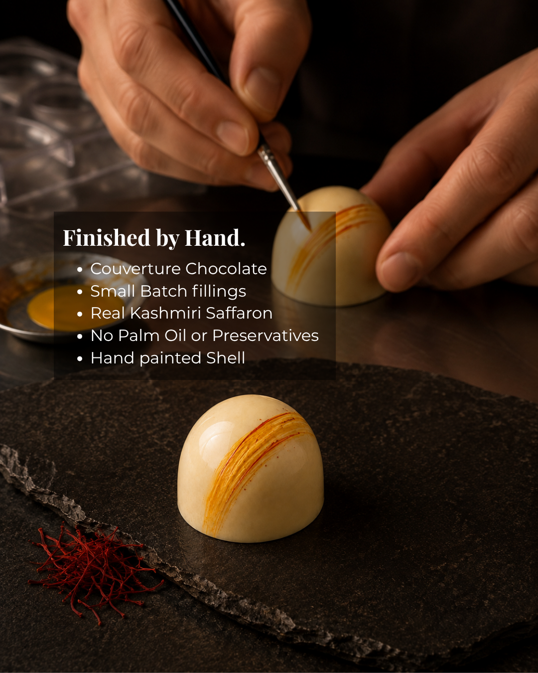 Kashmiri Saffron Blossom Bonbon | Handmade White Chocolate Truffle